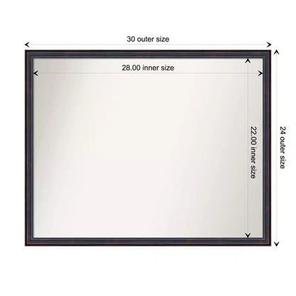 30" x 24" Non-Beveled Scoop Wood Bathroom Wall Mirror Dark Bronze - Amanti Art: Modern Rectangle, Wall Mount, Includes Hardware