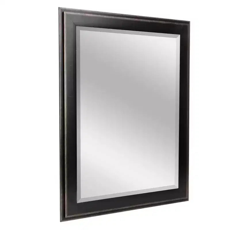 31.5" x 43.5" Two-Toned Frame Mirror Black - Head West: Beveled Glass, Antique Texture, No Assembly Required