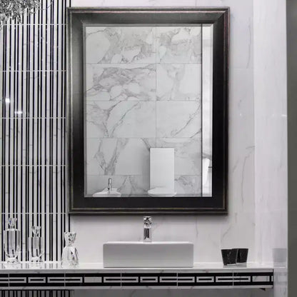 31.5" x 43.5" Two-Toned Frame Mirror Black - Head West: Beveled Glass, Antique Texture, No Assembly Required