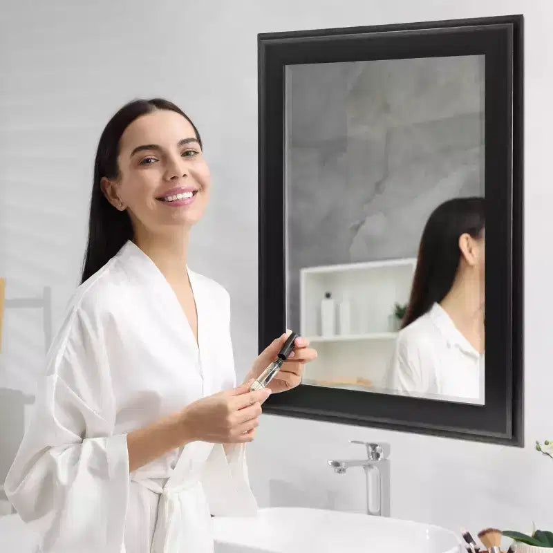 31.5" x 43.5" Two-Toned Frame Mirror Black - Head West: Beveled Glass, Antique Texture, No Assembly Required