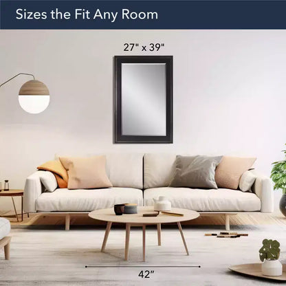 31.5" x 43.5" Two-Toned Frame Mirror Black - Head West: Beveled Glass, Antique Texture, No Assembly Required
