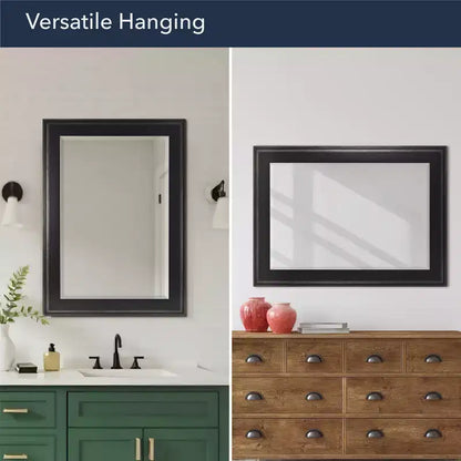31.5" x 43.5" Two-Toned Frame Mirror Black - Head West: Beveled Glass, Antique Texture, No Assembly Required