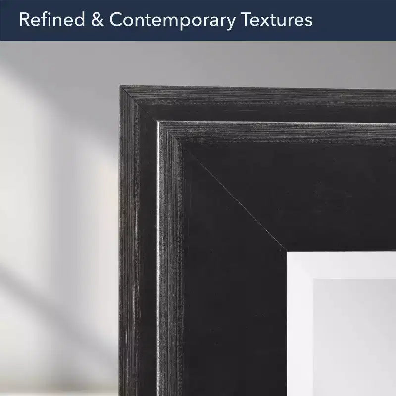 31.5" x 43.5" Two-Toned Frame Mirror Black - Head West: Beveled Glass, Antique Texture, No Assembly Required