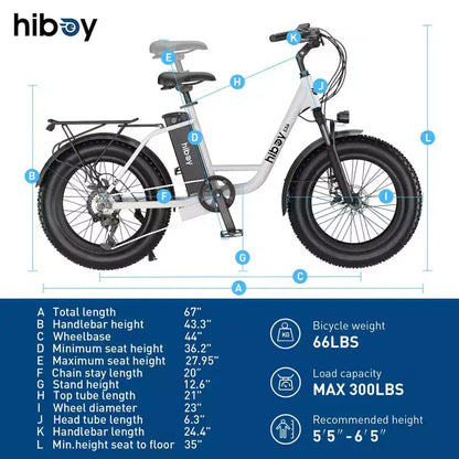 Bicicletta elettrica da città Hiboy Adult EX6 20" Step-Through - Bianca