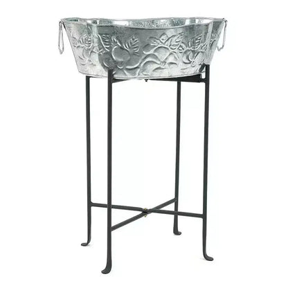 23"Square Wrought Iron Folding Multi Purpose Floor Stand - Achla Designs: No Assembly, 1 Year Warranty