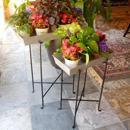 23"Square Wrought Iron Folding Multi Purpose Floor Stand - Achla Designs: No Assembly, 1 Year Warranty