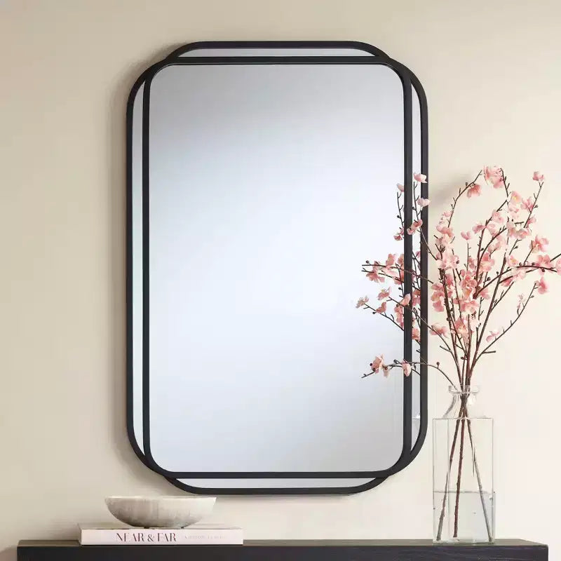 Specchio da Parete Uttermost Double Radius Nero Opaco 24 x 36 1/4