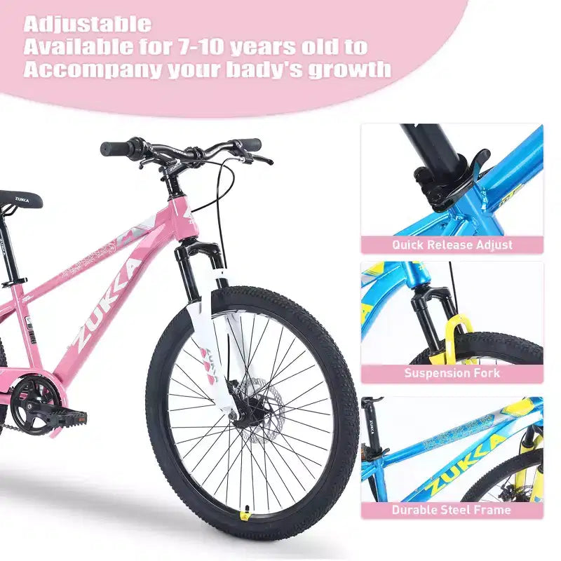 Biciclette, Bici Ibrida da Strada da 20 Pollici per Bambini di 7-10 Anni, Bici da Pendolare in Acciaio, Bici da Città da Spiaggia Monomarcia per Bambini e Bambine