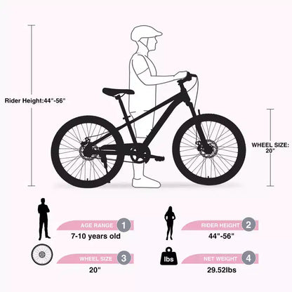 Biciclette, Bici Ibrida da Strada da 20 Pollici per Bambini di 7-10 Anni, Bici da Pendolare in Acciaio, Bici da Città da Spiaggia Monomarcia per Bambini e Bambine