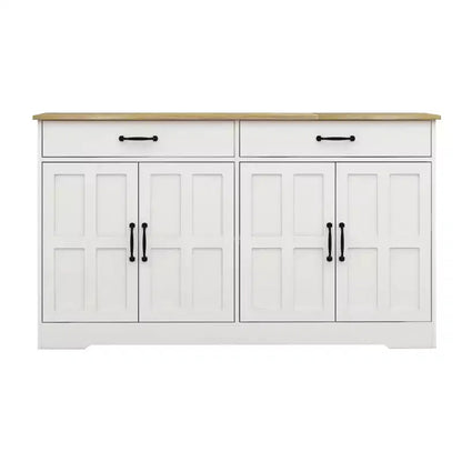 Credenza AndMakers in legno bianco da 55,91 pollici con ante dal design Shaker