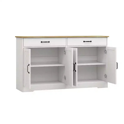 Credenza AndMakers in legno bianco da 55,91 pollici con ante dal design Shaker