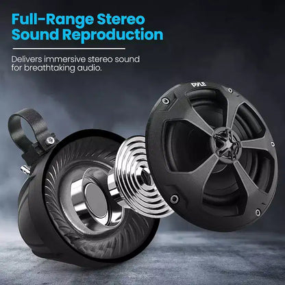 Altoparlanti marini impermeabili da 5,25" per suono esterno con amplificatore a 2 canali + controllo Bluetooth, potenza 1000W, design compatto