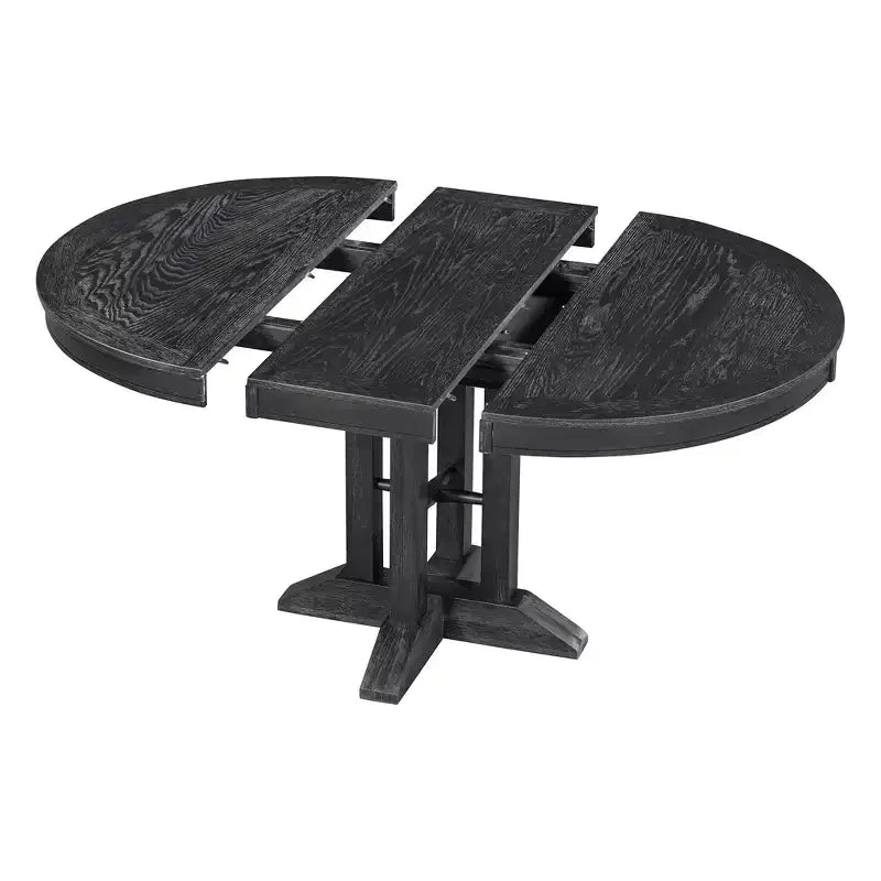 Whisen Farmhouse Style Wood Extendable Pedestal Base Dining Table with 14 in. Leaf