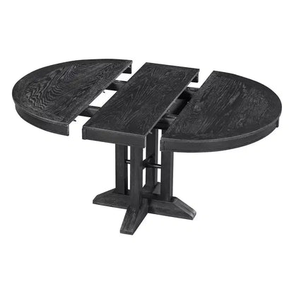 Whisen Farmhouse Style Wood Extendable Pedestal Base Dining Table with 14 in. Leaf