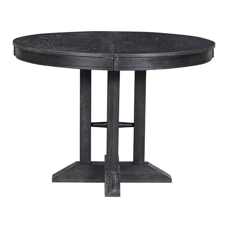 Whisen Farmhouse Style Wood Extendable Pedestal Base Dining Table with 14 in. Leaf