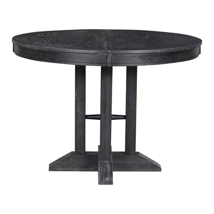 Whisen Farmhouse Style Wood Extendable Pedestal Base Dining Table with 14 in. Leaf