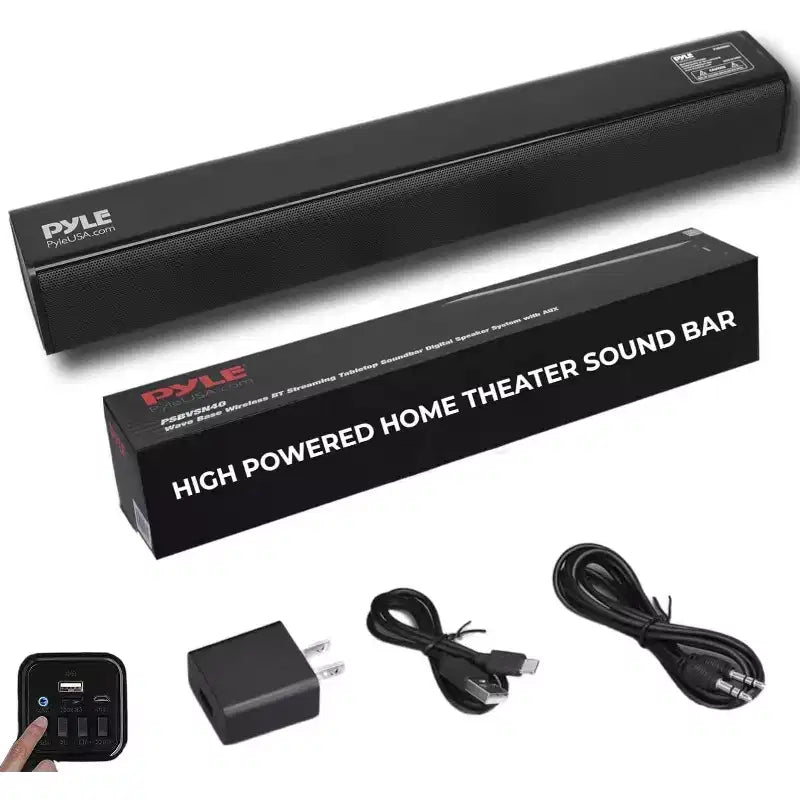Pyle Wave Base Wireless BT Streaming Tabletop Soundbar - Black - PSBV162 - Includes Remote Control & HDMI (ARC)