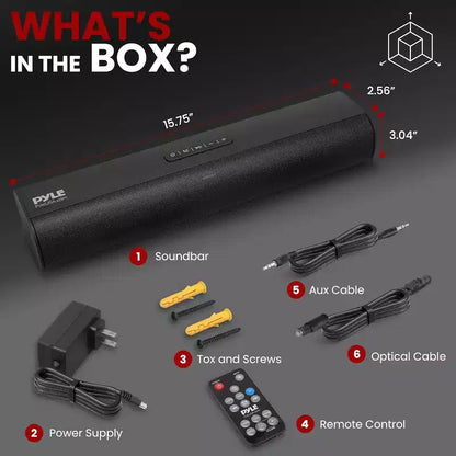 Pyle Wave Base Soundbar Wireless BT Streaming da Tavolo - Nero - PSBV162 - Include Telecomando e HDMI (ARC)