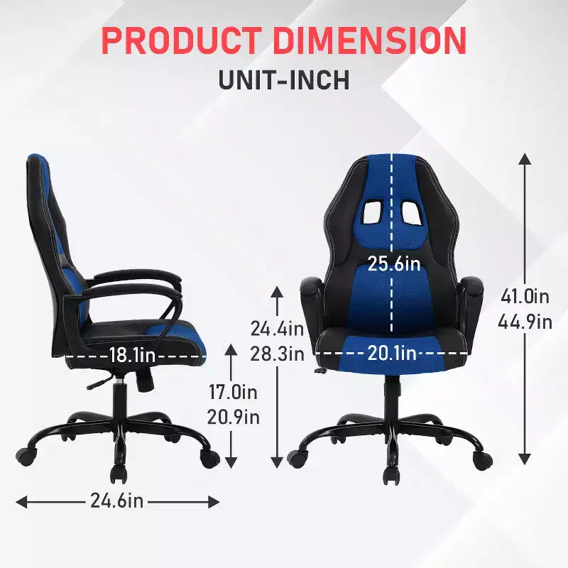 BestMassage Sedia da Gaming Sedia da Ufficio con Supporto Lombare Altezza Regolabile Sedia Direzionale in Pelle PU per Donne Uomini Adulti