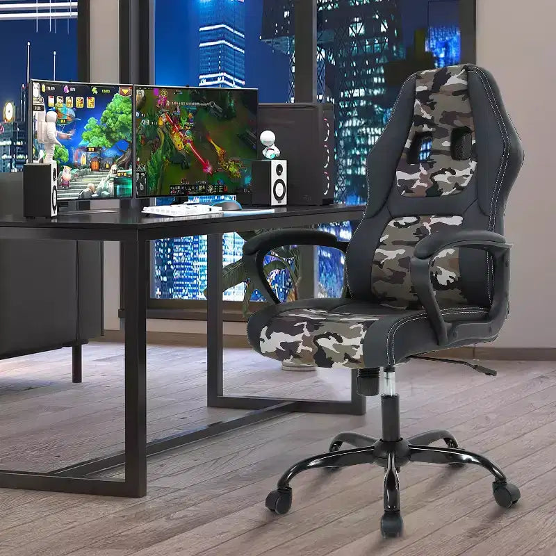 BestMassage Sedia da Gaming Sedia da Ufficio con Supporto Lombare Altezza Regolabile Sedia Direzionale in Pelle PU per Donne Uomini Adulti