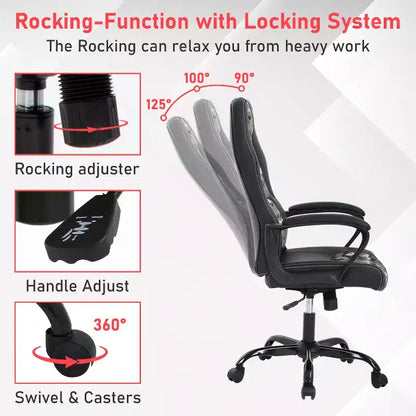 BestMassage Sedia da Gaming Sedia da Ufficio con Supporto Lombare Altezza Regolabile Sedia Direzionale in Pelle PU per Donne Uomini Adulti