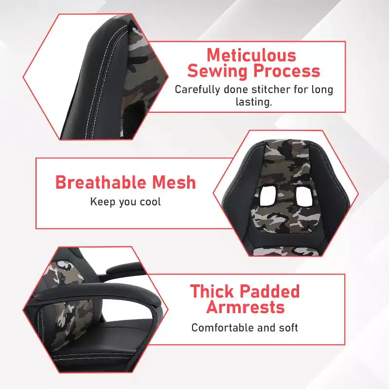 BestMassage Sedia da Gaming Sedia da Ufficio con Supporto Lombare Altezza Regolabile Sedia Direzionale in Pelle PU per Donne Uomini Adulti