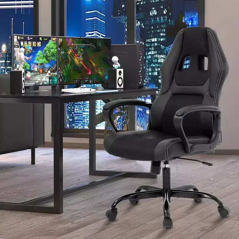 BestMassage Sedia da Gaming Sedia da Ufficio con Supporto Lombare Altezza Regolabile Sedia Direzionale in Pelle PU per Donne Uomini Adulti