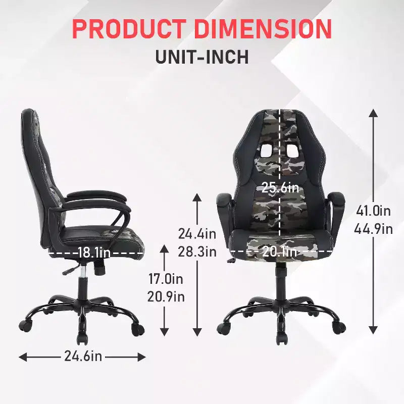 BestMassage Sedia da Gaming Sedia da Ufficio con Supporto Lombare Altezza Regolabile Sedia Direzionale in Pelle PU per Donne Uomini Adulti