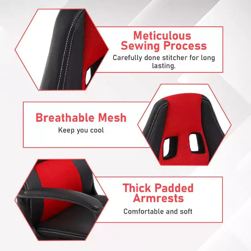 BestMassage Sedia da Gaming Sedia da Ufficio con Supporto Lombare Altezza Regolabile Sedia Direzionale in Pelle PU per Donne Uomini Adulti