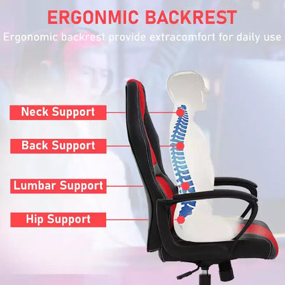 BestMassage Sedia da Gaming Sedia da Ufficio con Supporto Lombare Altezza Regolabile Sedia Direzionale in Pelle PU per Donne Uomini Adulti