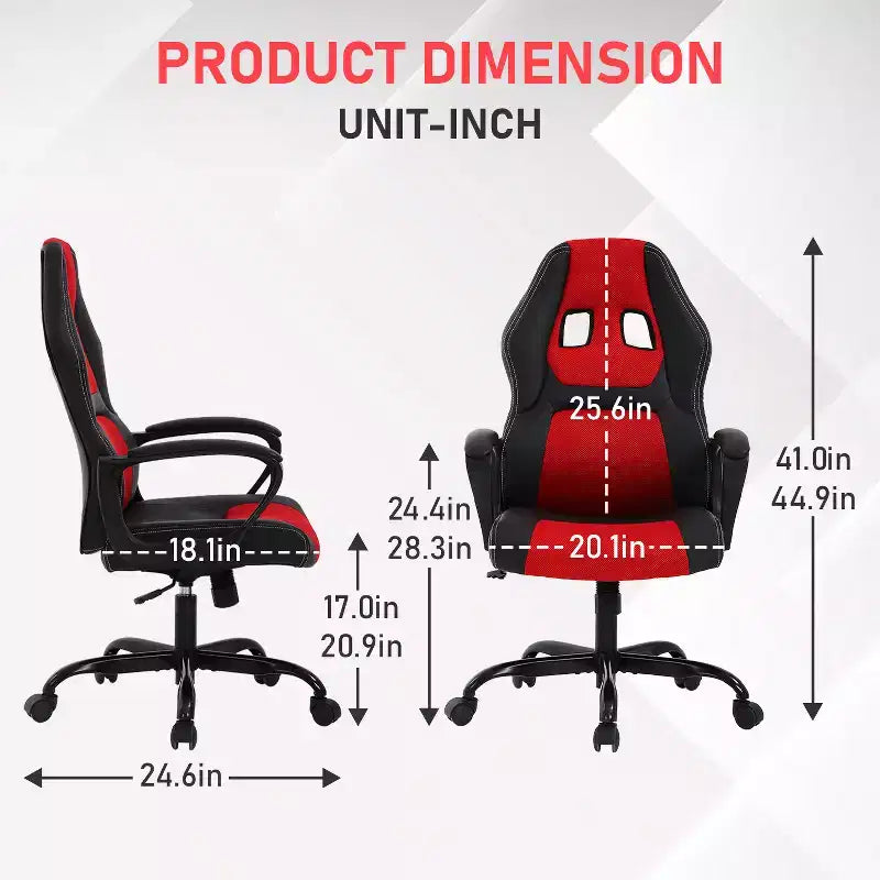 BestMassage Sedia da Gaming Sedia da Ufficio con Supporto Lombare Altezza Regolabile Sedia Direzionale in Pelle PU per Donne Uomini Adulti