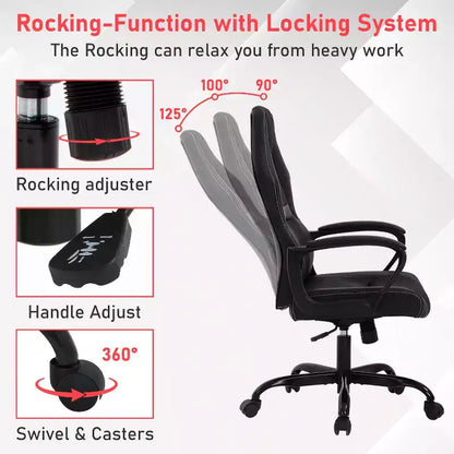 BestMassage Sedia da Gaming Sedia da Ufficio con Supporto Lombare Altezza Regolabile Sedia Direzionale in Pelle PU per Donne Uomini Adulti