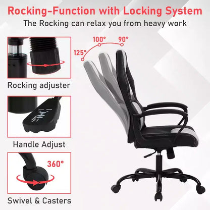 BestMassage Sedia da Gaming Sedia da Ufficio con Supporto Lombare Altezza Regolabile Sedia Direzionale in Pelle PU per Donne Uomini Adulti