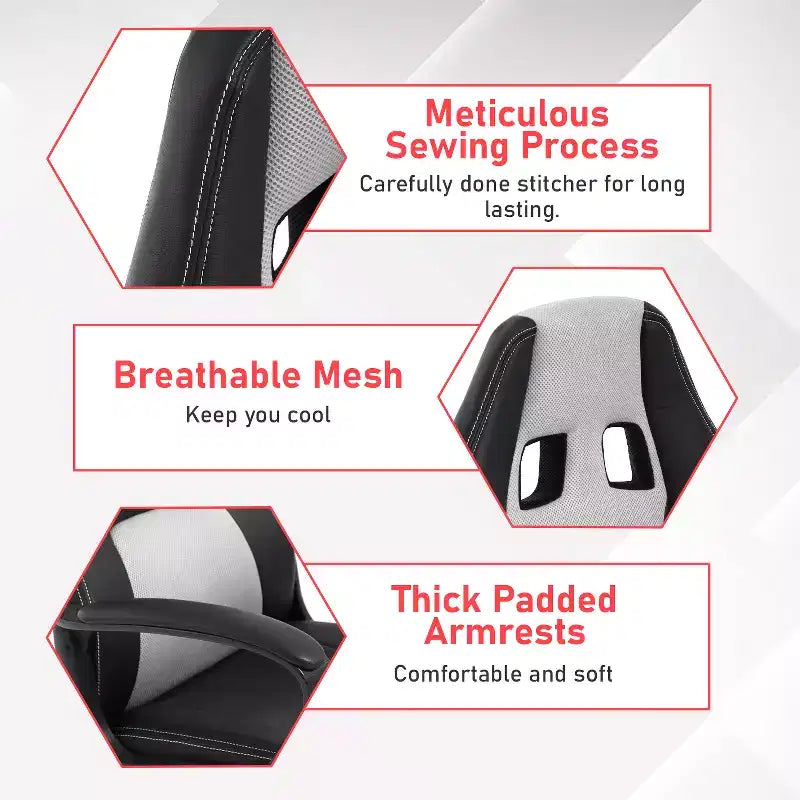 BestMassage Sedia da Gaming Sedia da Ufficio con Supporto Lombare Altezza Regolabile Sedia Direzionale in Pelle PU per Donne Uomini Adulti