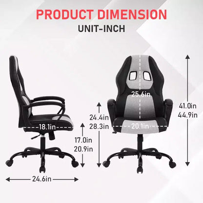BestMassage Sedia da Gaming Sedia da Ufficio con Supporto Lombare Altezza Regolabile Sedia Direzionale in Pelle PU per Donne Uomini Adulti