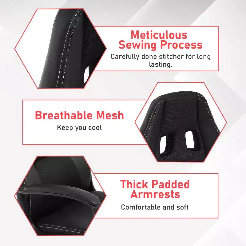 BestMassage Sedia da Gaming Sedia da Ufficio con Supporto Lombare Altezza Regolabile Sedia Direzionale in Pelle PU per Donne Uomini Adulti