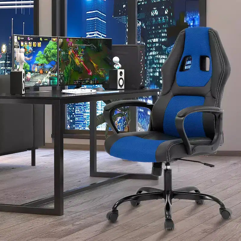 BestMassage Sedia da Gaming Sedia da Ufficio con Supporto Lombare Altezza Regolabile Sedia Direzionale in Pelle PU per Donne Uomini Adulti
