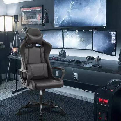 BestMassage Sedia da Gaming Sedia da Ufficio High-Back con Supporto Lombare Funzione Massaggio e Rotelle Girevoli in Pelle PU per Adulti e Ragazzi