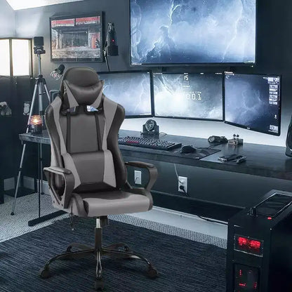 BestMassage Sedia da Gaming Sedia da Ufficio High-Back con Supporto Lombare Funzione Massaggio e Rotelle Girevoli in Pelle PU per Adulti e Ragazzi
