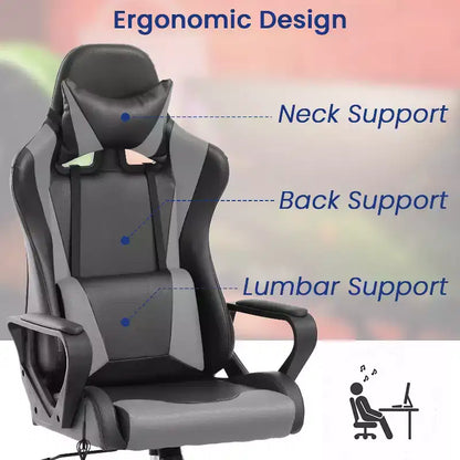 BestMassage Sedia da Gaming Sedia da Ufficio High-Back con Supporto Lombare Funzione Massaggio e Rotelle Girevoli in Pelle PU per Adulti e Ragazzi
