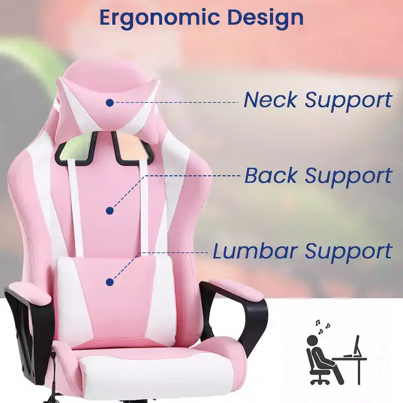 BestMassage Sedia da Gaming Sedia da Ufficio High-Back con Supporto Lombare Funzione Massaggio e Rotelle Girevoli in Pelle PU per Adulti e Ragazzi