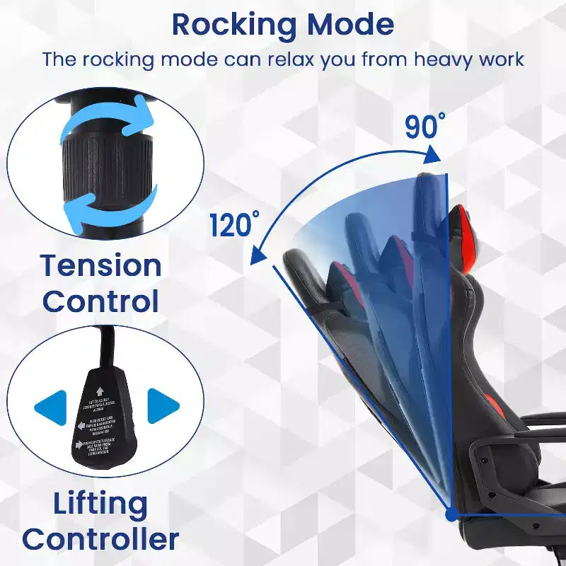 BestMassage Sedia da Gaming Sedia da Ufficio High-Back con Supporto Lombare Funzione Massaggio e Rotelle Girevoli in Pelle PU per Adulti e Ragazzi