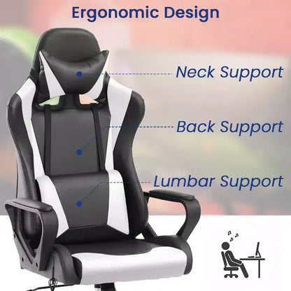 BestMassage Sedia da Gaming Sedia da Ufficio High-Back con Supporto Lombare Funzione Massaggio e Rotelle Girevoli in Pelle PU per Adulti e Ragazzi
