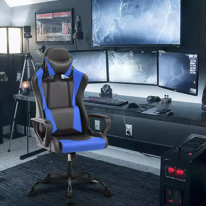 BestMassage Sedia da Gaming Sedia da Ufficio High-Back con Supporto Lombare Funzione Massaggio e Rotelle Girevoli in Pelle PU per Adulti e Ragazzi