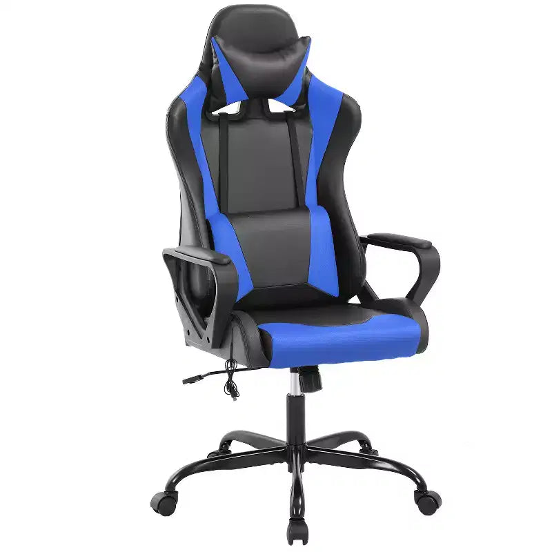 BestMassage Sedia da Gaming Sedia da Ufficio High-Back con Supporto Lombare Funzione Massaggio e Rotelle Girevoli in Pelle PU per Adulti e Ragazzi