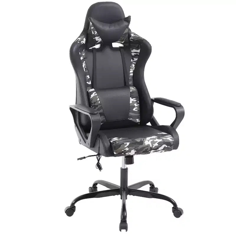 BestMassage Sedia da Gaming Sedia da Ufficio High-Back con Supporto Lombare Funzione Massaggio e Rotelle Girevoli in Pelle PU per Adulti e Ragazzi