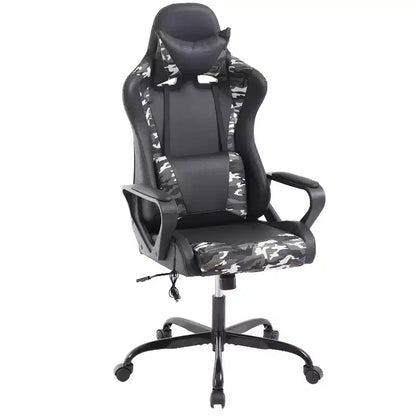 BestMassage Sedia da Gaming Sedia da Ufficio High-Back con Supporto Lombare Funzione Massaggio e Rotelle Girevoli in Pelle PU per Adulti e Ragazzi