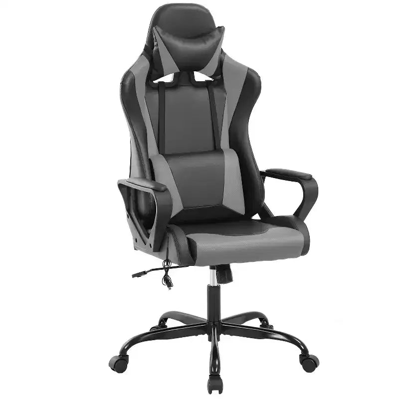 BestMassage Sedia da Gaming Sedia da Ufficio High-Back con Supporto Lombare Funzione Massaggio e Rotelle Girevoli in Pelle PU per Adulti e Ragazzi
