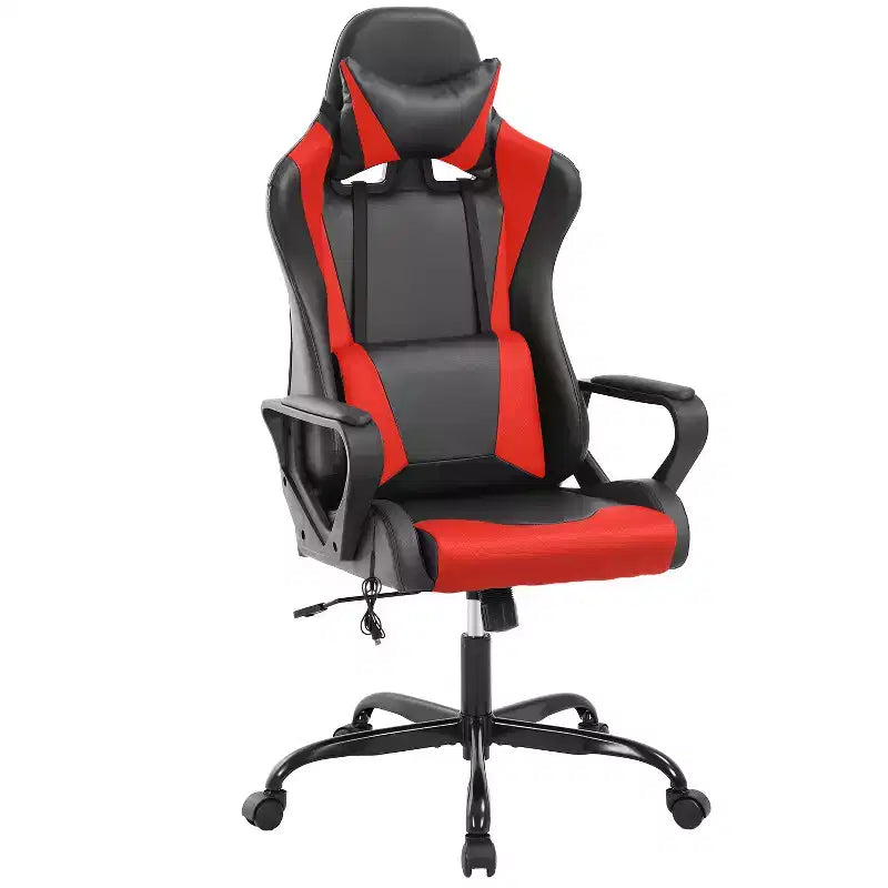 BestMassage Sedia da Gaming Sedia da Ufficio High-Back con Supporto Lombare Funzione Massaggio e Rotelle Girevoli in Pelle PU per Adulti e Ragazzi