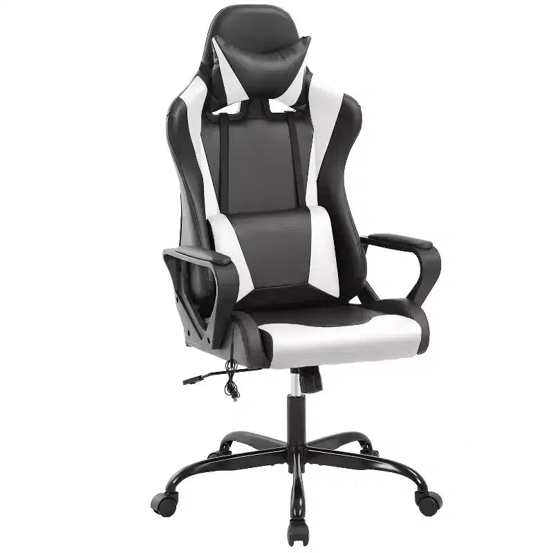 BestMassage Sedia da Gaming Sedia da Ufficio High-Back con Supporto Lombare Funzione Massaggio e Rotelle Girevoli in Pelle PU per Adulti e Ragazzi
